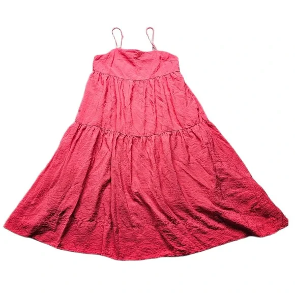 Abercrombie & Fitch Tiered Maxi Dress Womens MP Pink Lined Adjustable Straps