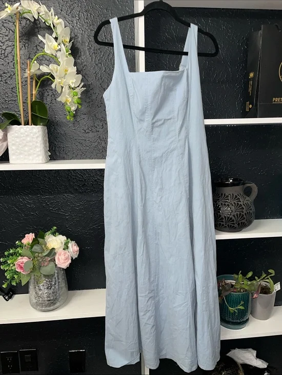 Abercrombie & Fitch Mila Dress Light Blue Square-Neck Maxi