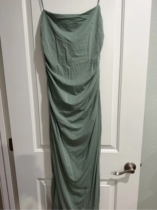 Abercrombie & Fitch Sage Green Draped Strapless Maxi Dress NWT