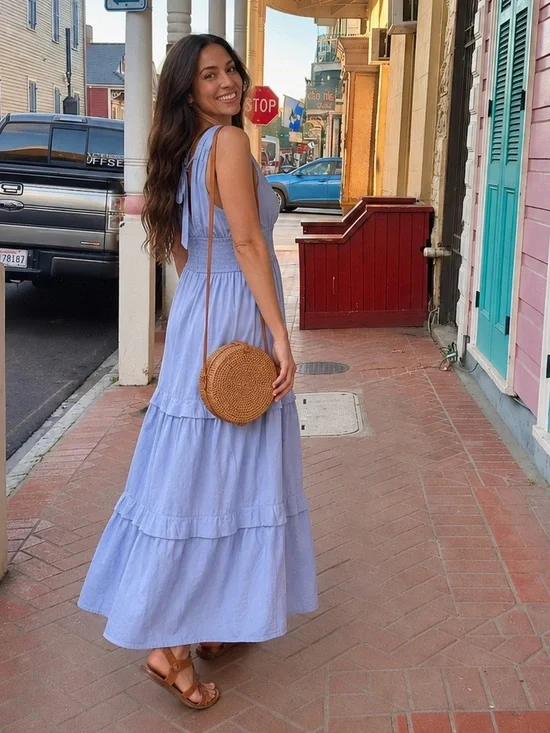 Abercrombie & Fitch Smocked Waist Tiered Maxi Dress