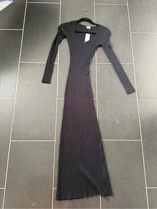 Abercrombie & Fitch Black Ribbed Long-Sleeve Maxi Sweater Dress XS NWT