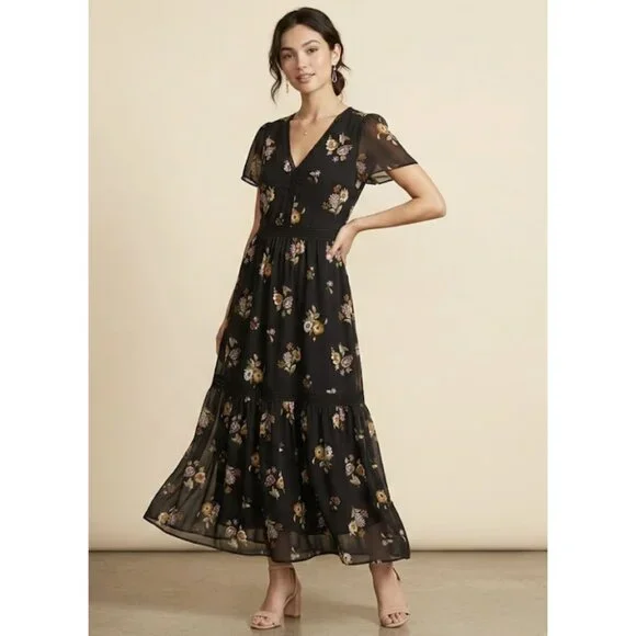 Abercrombie & Fitch Black Floral Maxi Dress