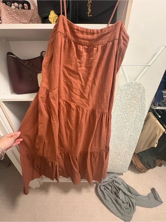 Abercrombie & Fitch Rust Tiered Maxi Dress