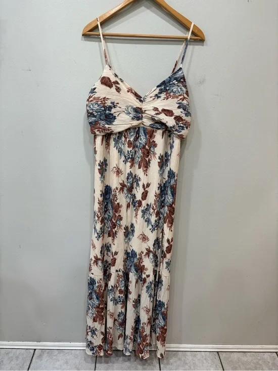 Abercrombie & Fitch Crinckle Textured Floral Maxi Dress Women’s Size XLT