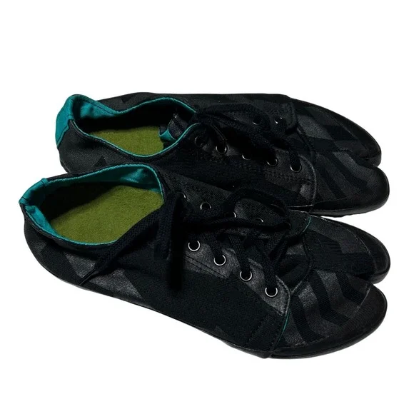 Sou-Sou Japan Made Tabi Sneakers Black Teal Split Toe Lace Up Shoes Size M