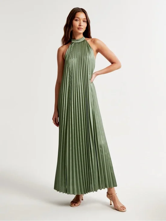 Abercrombie & Fitch Giselle Pleated Trapeze Maxi Dress