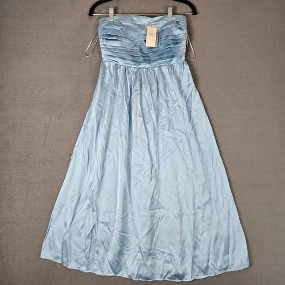 Abercrombie & Fitch Dress Womens Small‎ Petite Light Blue Stain Maxi Prom NWT