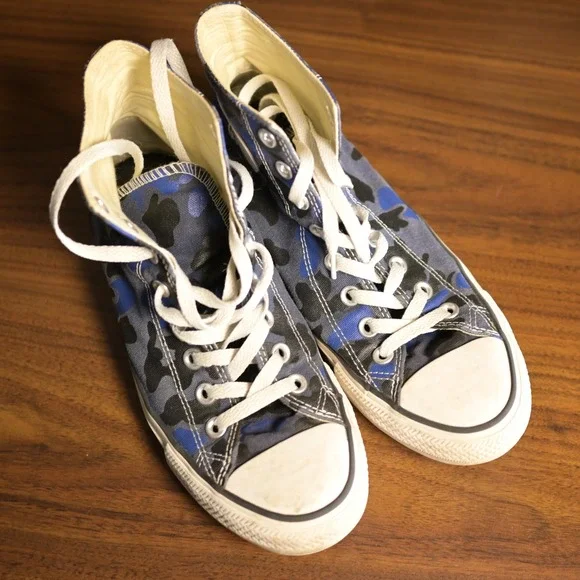 Converse Chuck Taylor All Star High Top Blue Camo Sneakers 163742F Mens 7
