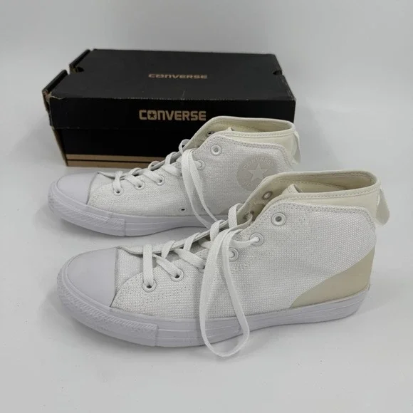 Converse Chuck Taylor All Star Malden Street Mid Top Vintage Sz 9 White Mens NEW