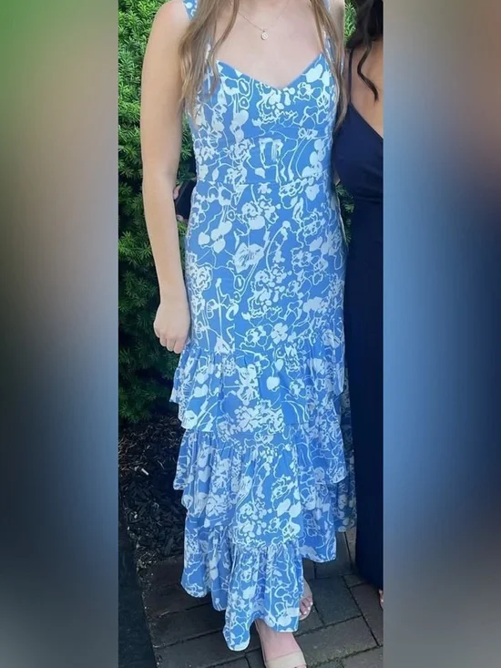Abercrombie & Fitch Blue and White Floral Maxi Dress