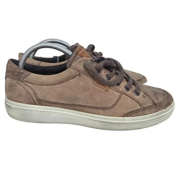 Ecco Soft 7 Sneakers Mens 8‎ / 8.5 Eu 42 Brown Leather Low Top Comfort Shoes *