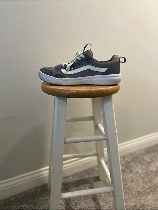 Vans Gray and White Low-Top Skate Shoe