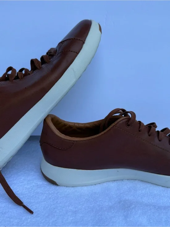 Cole Haan Brown Leather Lace-Up Sneakers with White Sole