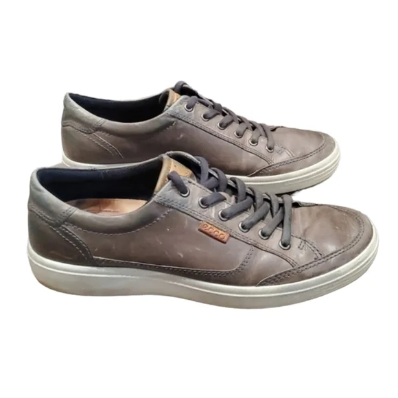 Ecco Mens Leather Comfort Slip on Lace Up Shoes sneakers sz 43/9