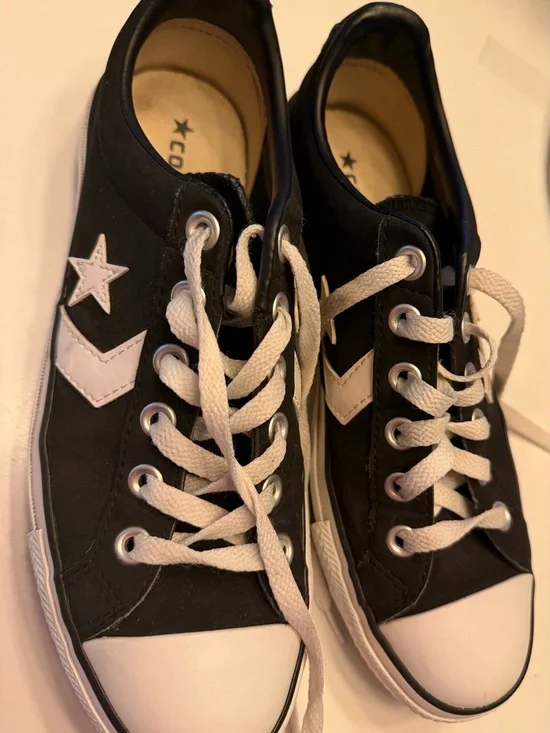 Converse Black and White Low-Top Sneakers with Star Chevron