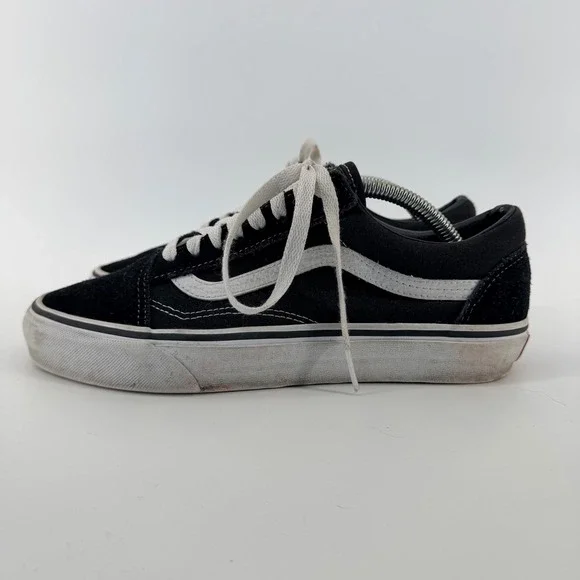 Vans Old Skool Classic Skate Shoes‎ Low Top Black White Suede Canvas Mens 8.5