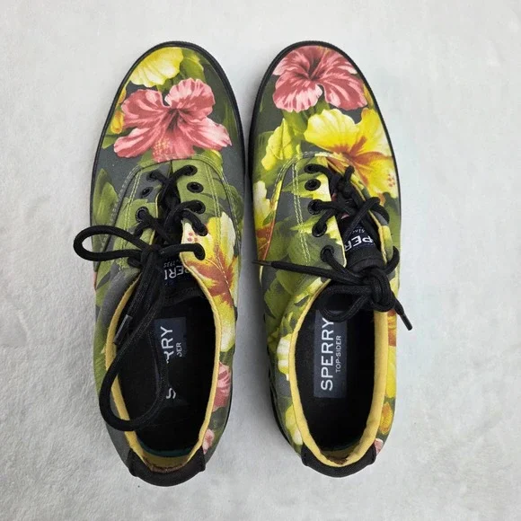 Sperry Top-Sider Men 10 Hibiscus Floral CVO Canvas Sneakers Multicolor‎ Tropical
