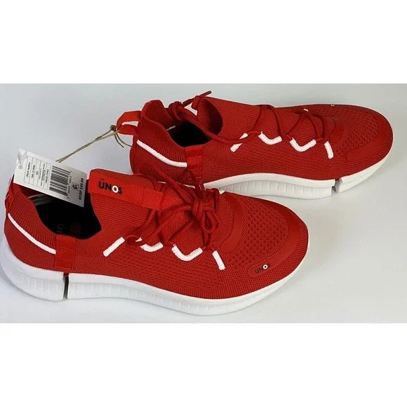 Unos Neillium Red Sneakers Men 5-6 Women 6.5-7.5 Athletic Running‎ Shoes Lace Up