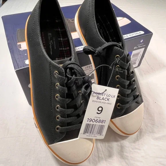 Ben Sherman Dorset Lo‎ LX Sneakers Mens 9 Black NEW Memory Foam Low Top