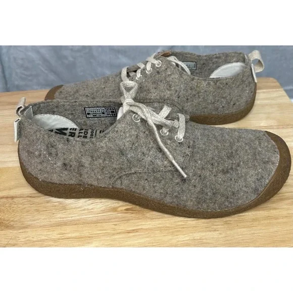 KEEN Mens Mossy Derby Shoes 11 Taupe Felt/Birch Recycled‎ Wool Comfort Casual