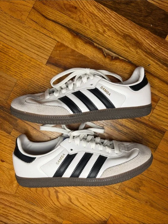 adidas Originals Samba White Black Retro Leather Sneakers