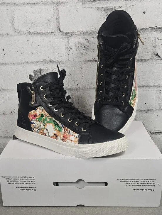 Aldo Destry High Top Sneakers Baroque Print Zip Shoes Men’s 10