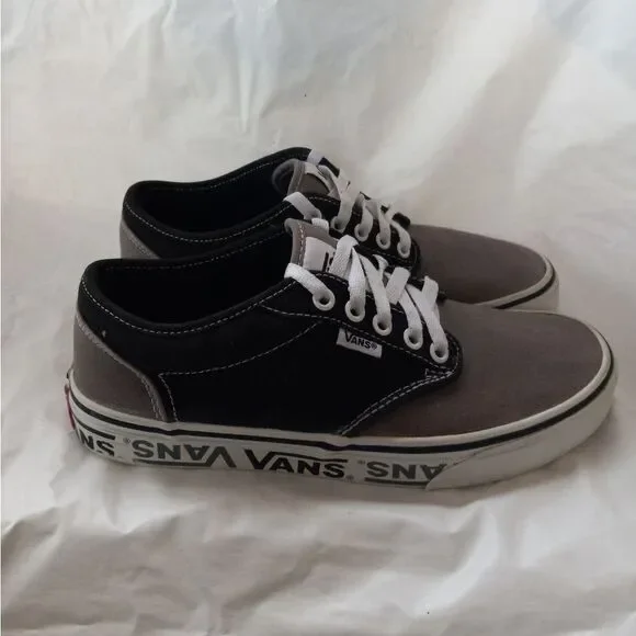 Vans Man's Atwood Sidewall Logo Grey/Black Skate Canvas Sneakers Size 7