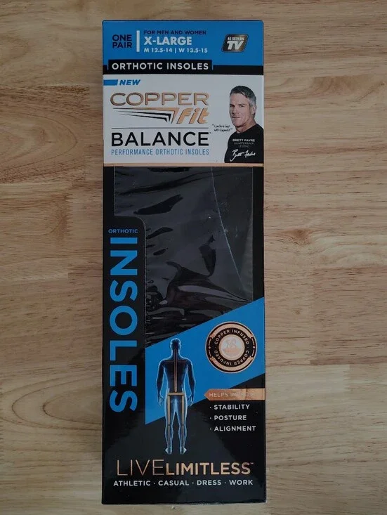 New Copper Fit Balance Performance Orthotic Insoles - Size X-Large (See Pics)