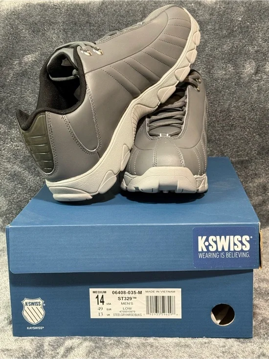 K-Swiss Men's ST329 Sneaker Steel Grey/Hirse/Black Size 14