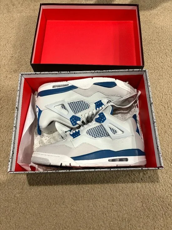 Nike Air Jordan 4 Retro Military Blue SneakersNike Air Jordan 4 Retro Military B