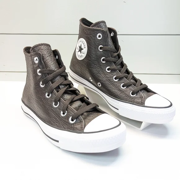 Converse Chuck Taylor All Star Tumbled Hi Velvet Brown Leather Sneakers Men's 6