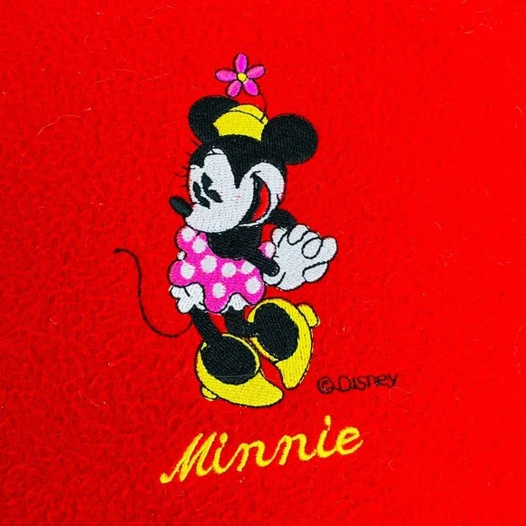 Disney Minnie Mouse Red Fleece Embroidered Decorative Throw Pillow Square 12x12