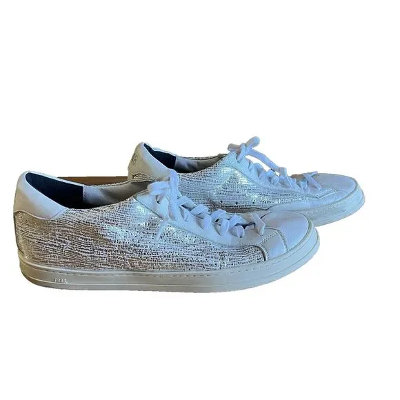 P448 Men's White Silver Low Top Lace Up You Can Surf Later John Sofa Sneakers 45