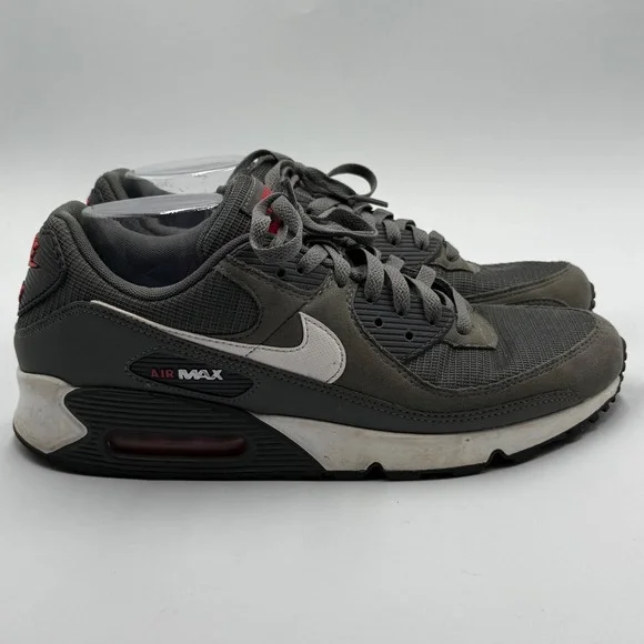 Nike Air Max 90 Iron Grey Dark‎ Smoke Grey Red DR0145-003 Mens 11
