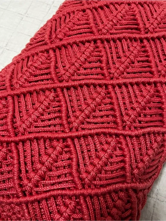 Textured macrame coral pillow