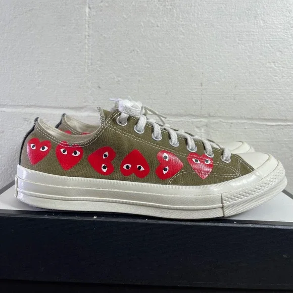 Converse Comme Des Garçons Play x Chuck 70 Green Low Multi Heart Sneaker Men's 9