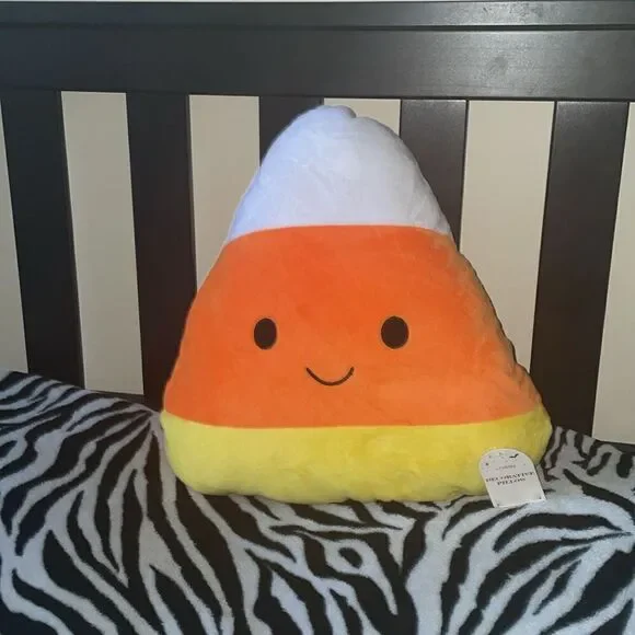 New with tags bullseye target plush candy corn Halloween decor throw pillow