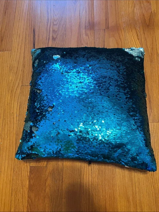 Sequined Blue & Silver Pillow