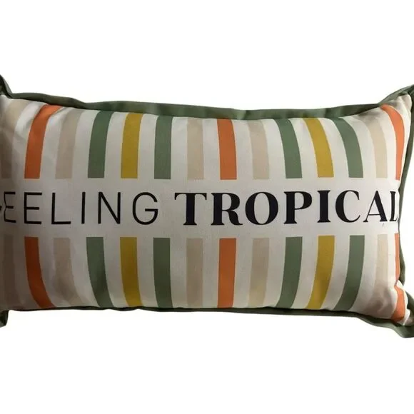 Vibrant Striped Pillow‎ with Tropical Theme
