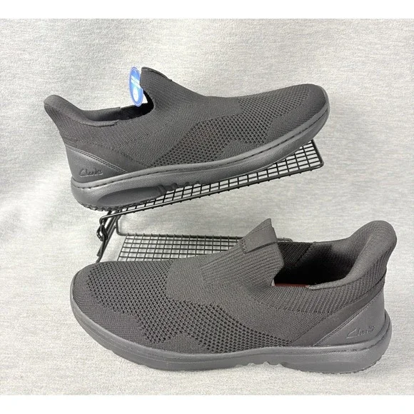 Clarks ClarksPro Free Step In Sneakers Mens 14 M Black Knit Slip On Comfort