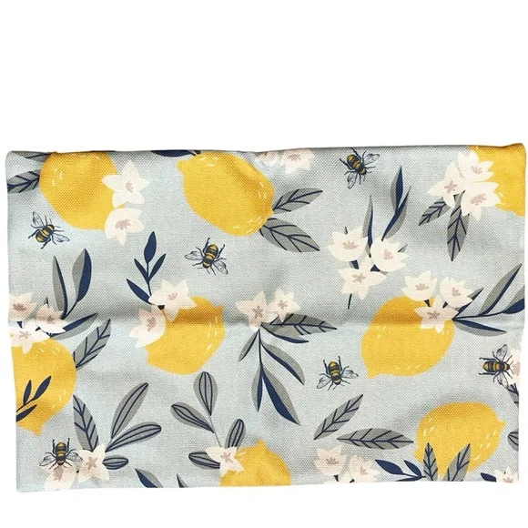 Lumbar Throw Pillow Cover Lemon and Bee Pattern