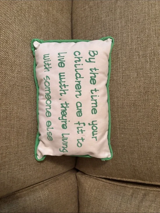 Decorative Quote Pillow in White and Green
