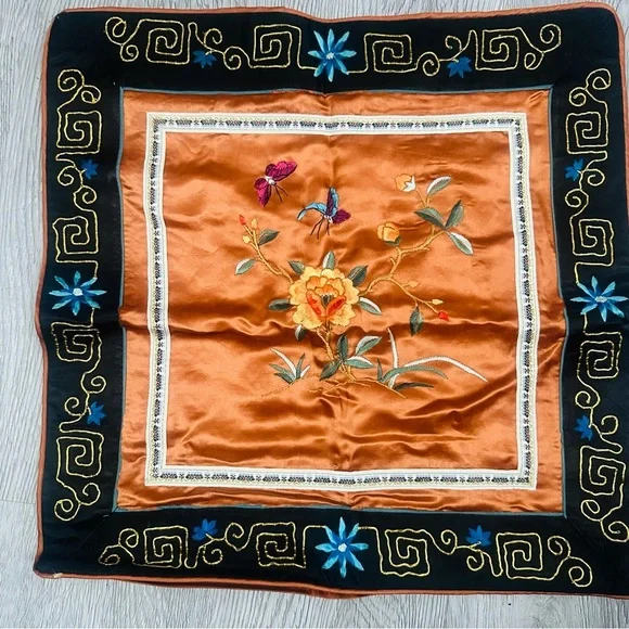 Vintage Dun Huang Beijing Embroidered Silk‎ Pillow Cover 16