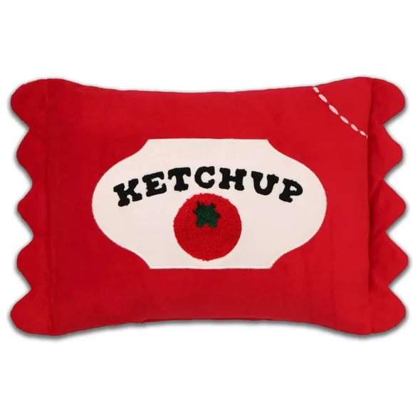 Ketchup Graphic Red Accent Pillow
