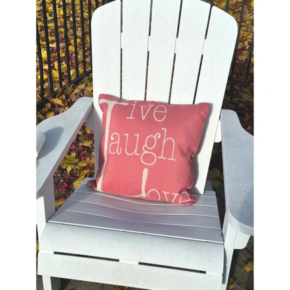 Decorative Throw Pillow Coral Live Laugh Love Accent Square 18