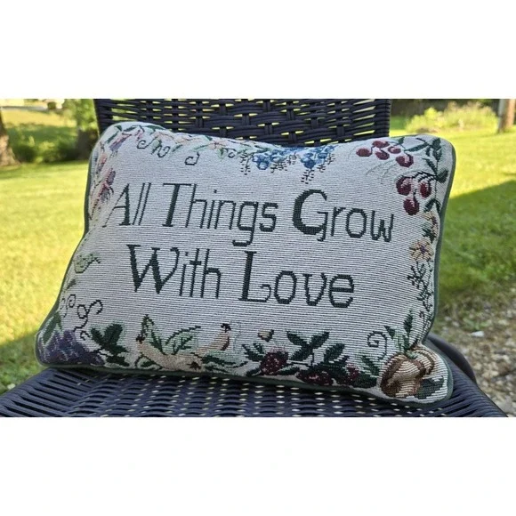 All Things Grow with Lowe Tapestry Throw Pillow 12x9 Floral Green Garden Cottage
