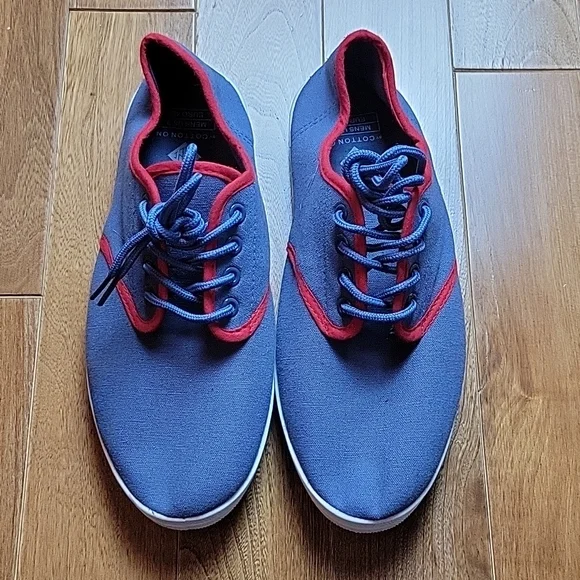 Men's Cotton On Blue‎ Red Low Top Light weight canvas sneakers 9