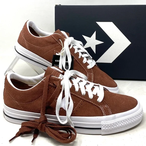 Converse Low Top Sneakers in Brown with White Accents