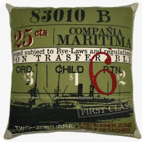 Koko Company 20” Train Ticket Pillow Cover