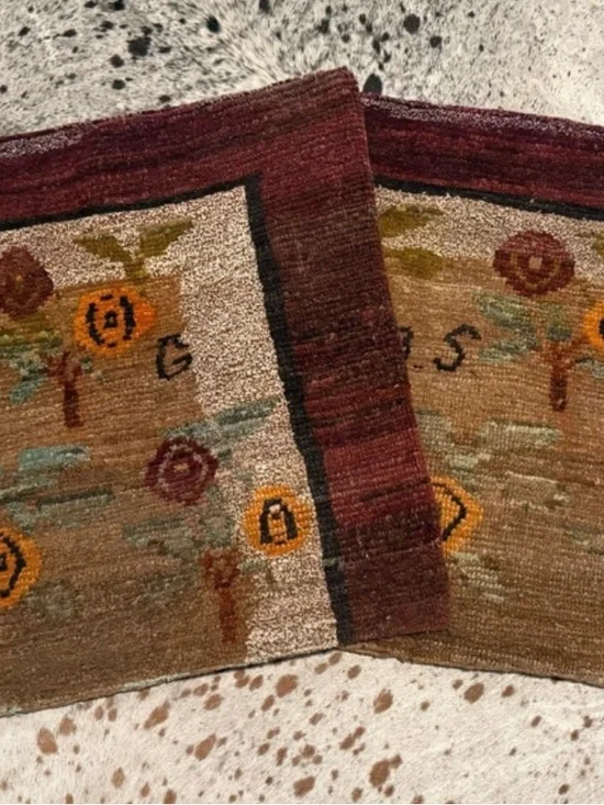 Handmade Floral Accent Pillow Covers - Red, Brown, Tan